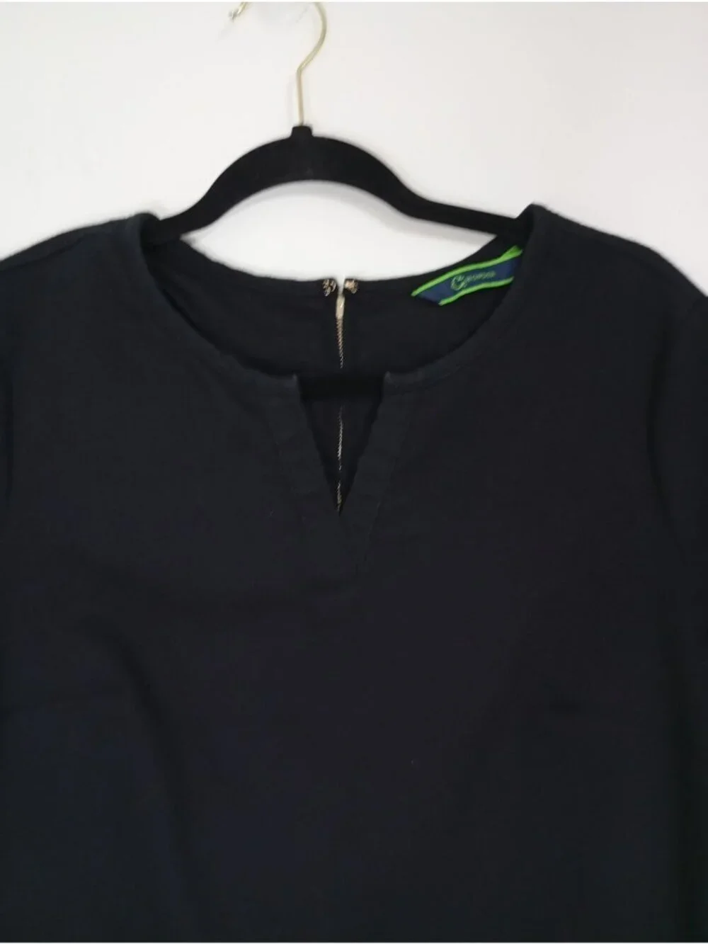 C Wonder Black Short-Sleeve Shift Dress US 8 UK 12 Cotton Blend Minimalist Style